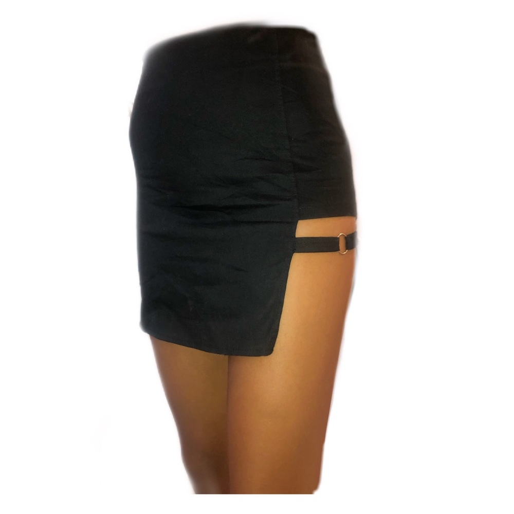 Cut-out Black Mini Skirt